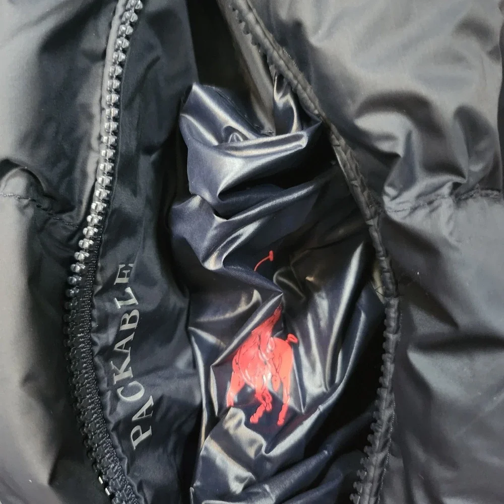 Mens Sz 2LT Polo Ralph Lauren Packable Quilted Jacket Down Pony Logo Zip Up Navy